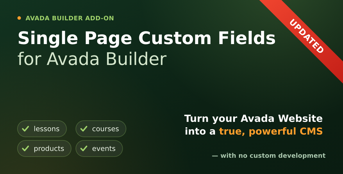 Single Page Custom Fields element for Avada Builder plugin